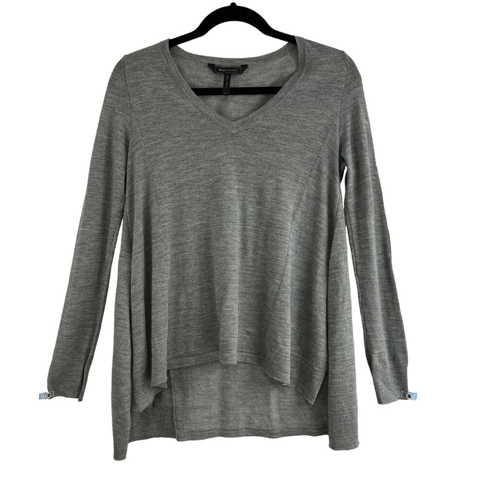 BCBGMAXAZRIA Gray 100% Wool Sweater Size XS Minimalist Old Money Quiet Luxury